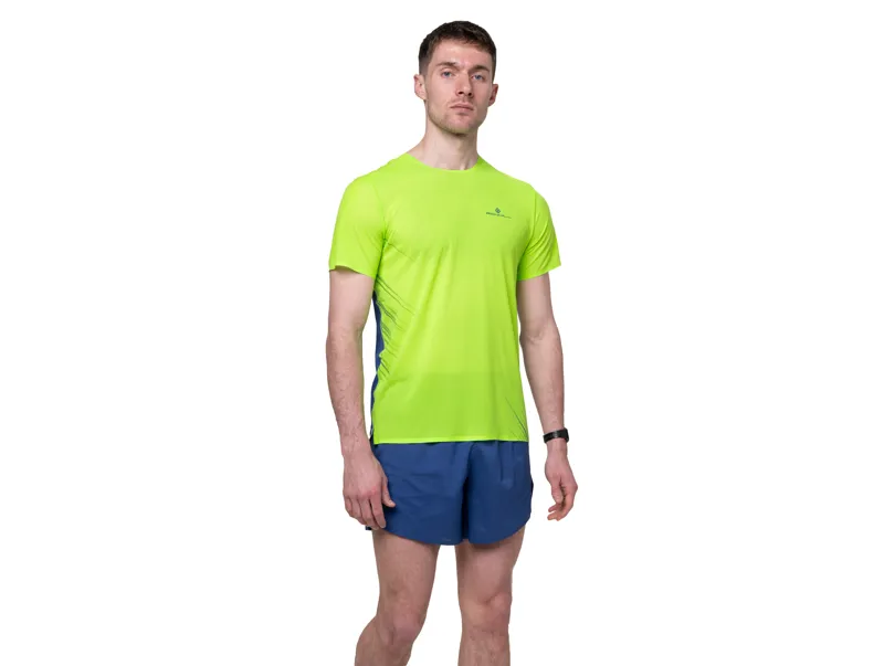 Ronhill Tech Race S/S Tee Men's - Fluo Green Dark Cobalt-3