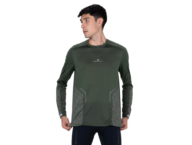 Ronhill Men's Tech Reflect Long Sleeve Running Tee - Kelp Reflect