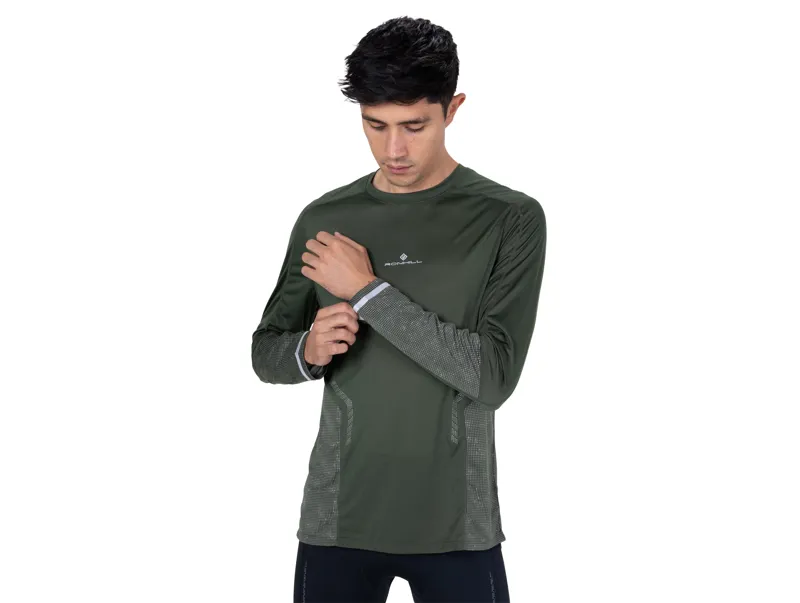 Ronhill Men's Tech Reflect Long Sleeve Running Tee - Kelp Reflect-1