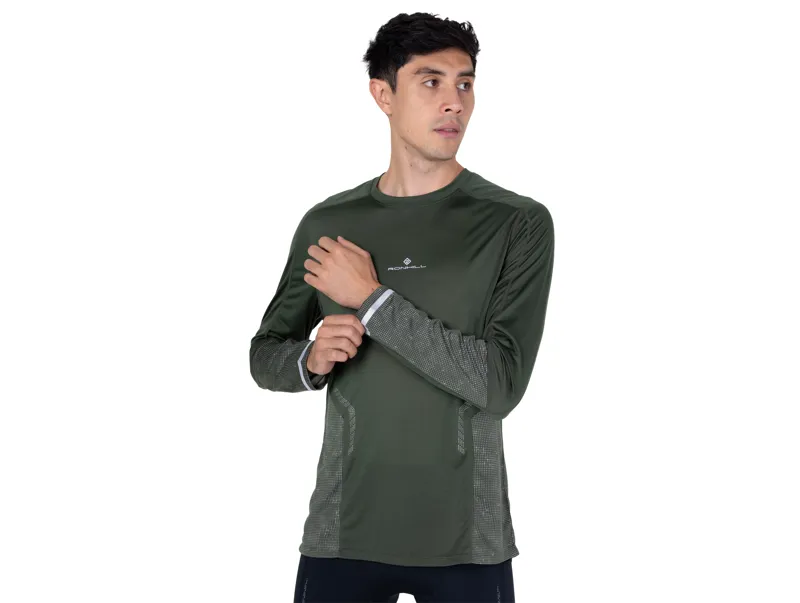 Ronhill Men's Tech Reflect Long Sleeve Running Tee - Kelp Reflect-2