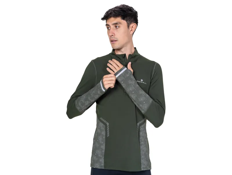 Ronhill Men's Tech Reflect 1/2 Zip Running Top - Kelp Reflect-1