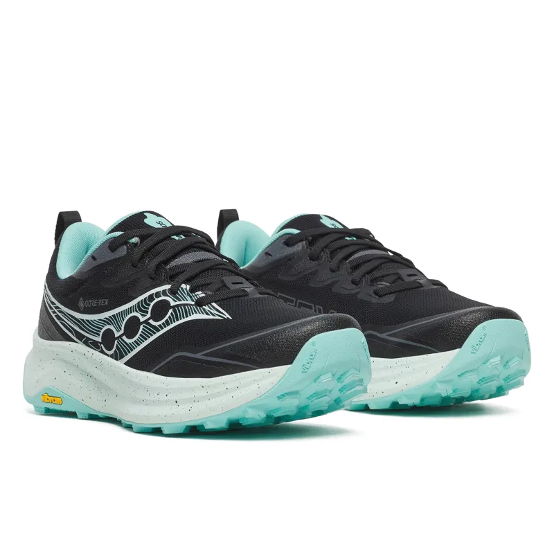 Saucony Peregrine 16 GTX Women's Trail Running Shoes - Black Aqua-1