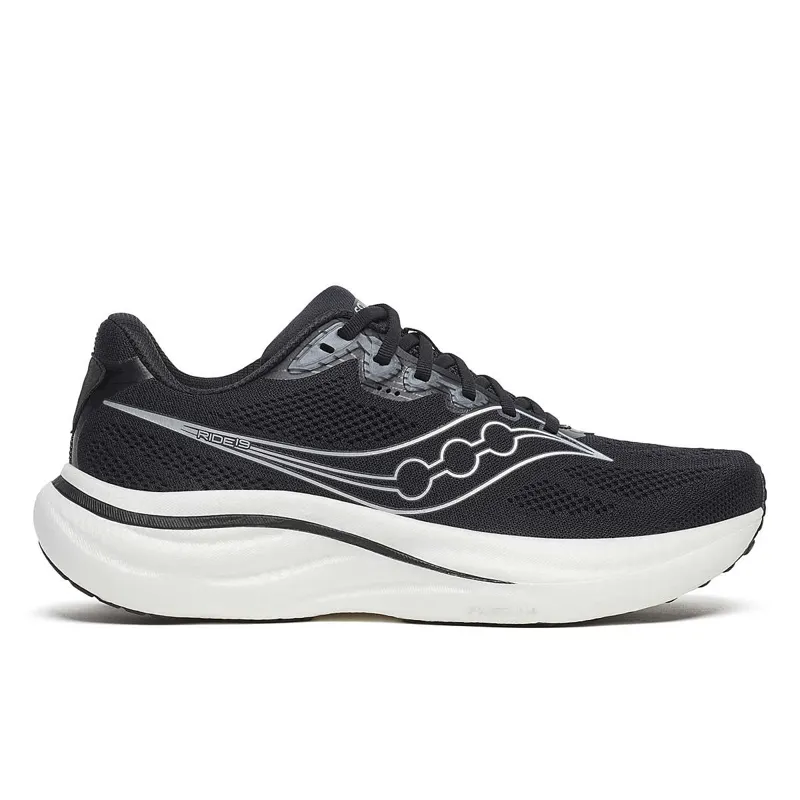 Saucony Ride 19 WIDE Men's Running Shoes - Black Silver