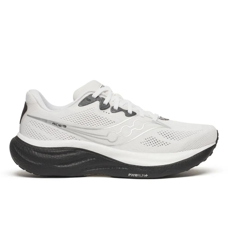 Saucony Ride 19 Men's Running Shoes - White Black