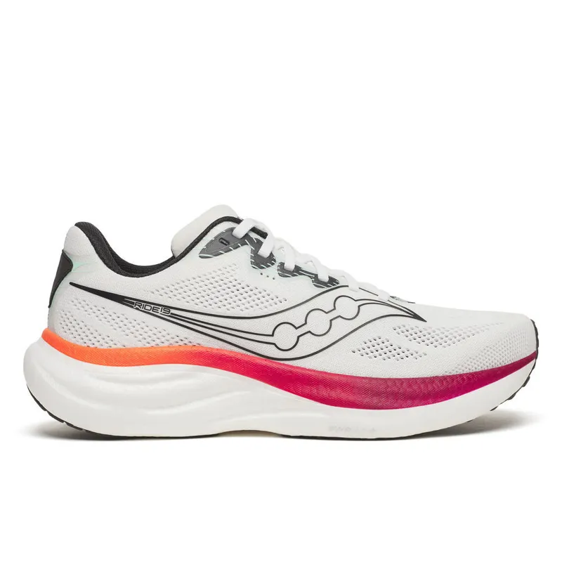 Saucony Ride 19 Men's Running Shoes - White Crimson