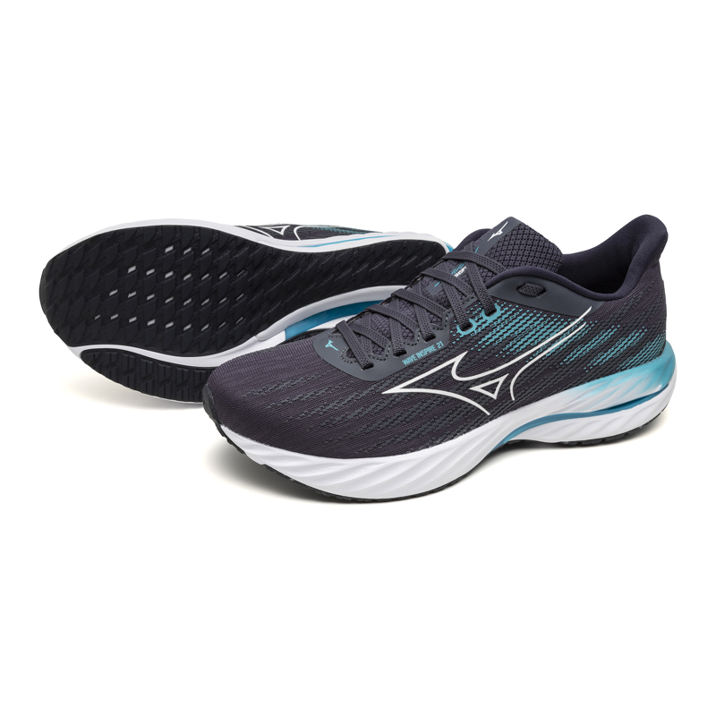 Mizuno WAVE INSPIRE 21 Men's Supportive Shoe Odyssey Grey White Capri Breeze-3