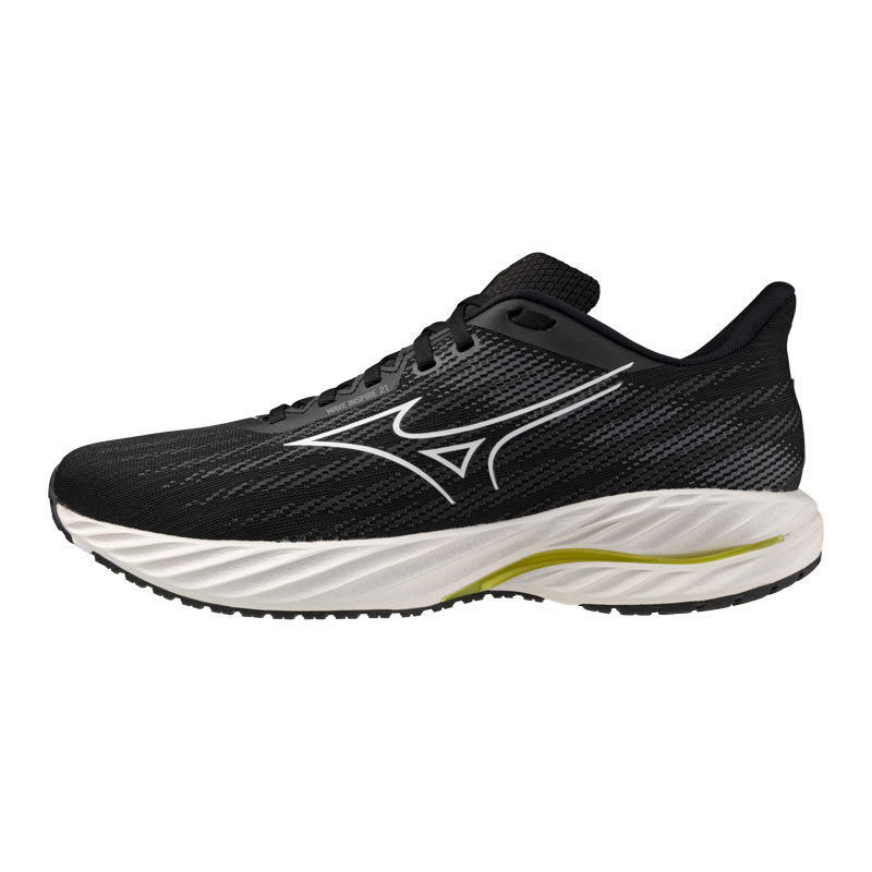 Mizuno WAVE INSPIRE 21 2E Men's Supportive Black White Vibrant Yellow-2
