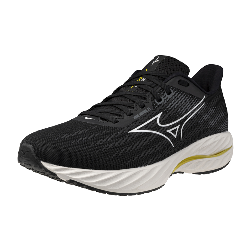 Minzuno WAVE INSPIRE 21 Men's Supportive Shoe Black White Vibrant Yellow-1