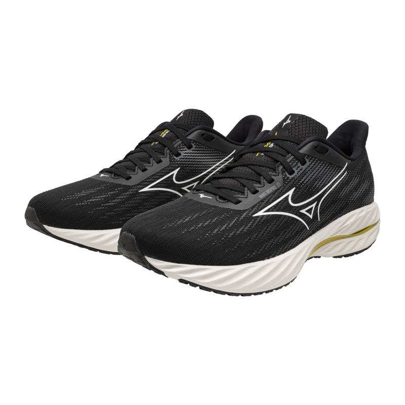 Mizuno WAVE INSPIRE 21 2E Men's Supportive Black White Vibrant Yellow-1