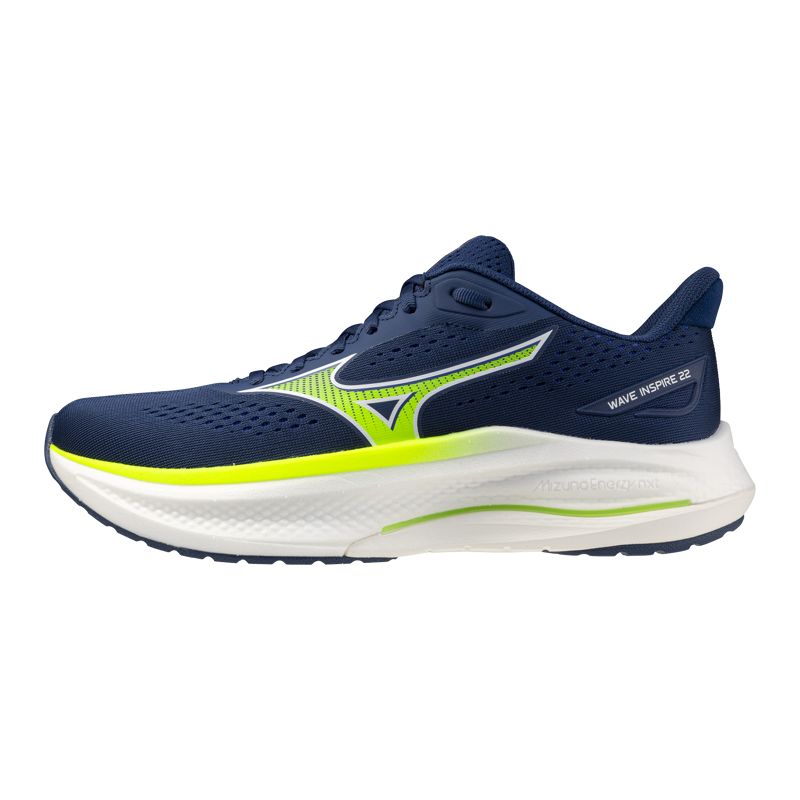 Mizuno WAVE INSPIRE 22 Men's Supportive Running Shoes - Estate Blue Lightning Yellow-4