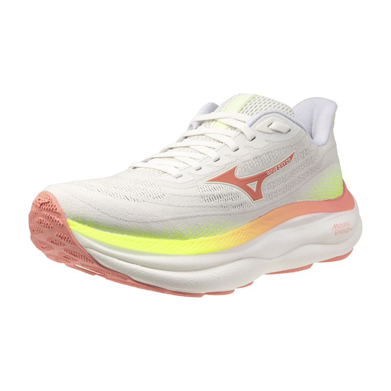 Mizuno WAVE SKY 9 Women's Running Shoes - GF White Desert Flower Lime Pulp-2