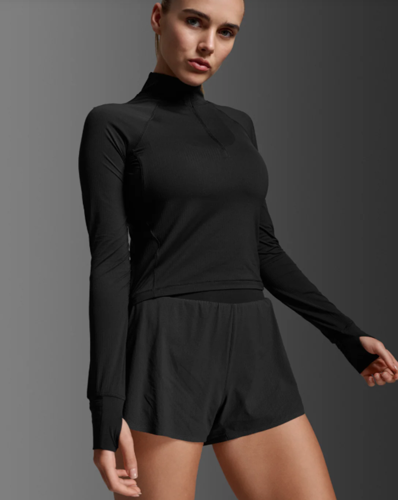 2XU Aero Waffle 1/2 Zip Women's Running Top - Black-1