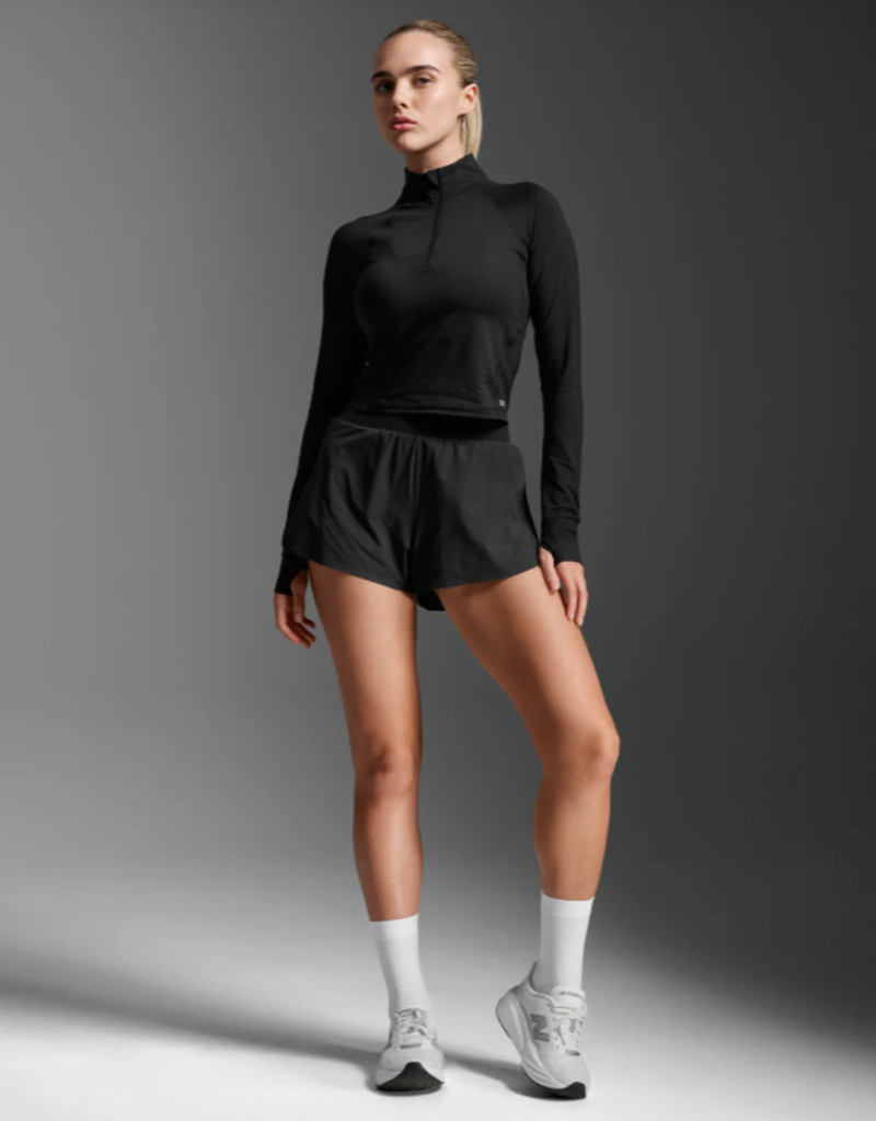 2XU Aero Waffle 1/2 Zip Women's Running Top - Black-2