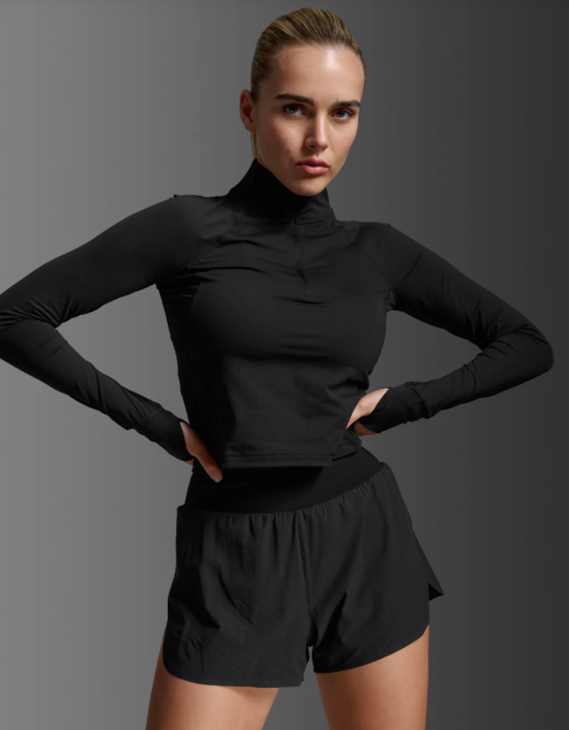 2XU Aero Waffle 1/2 Zip Women's Running Top - Black