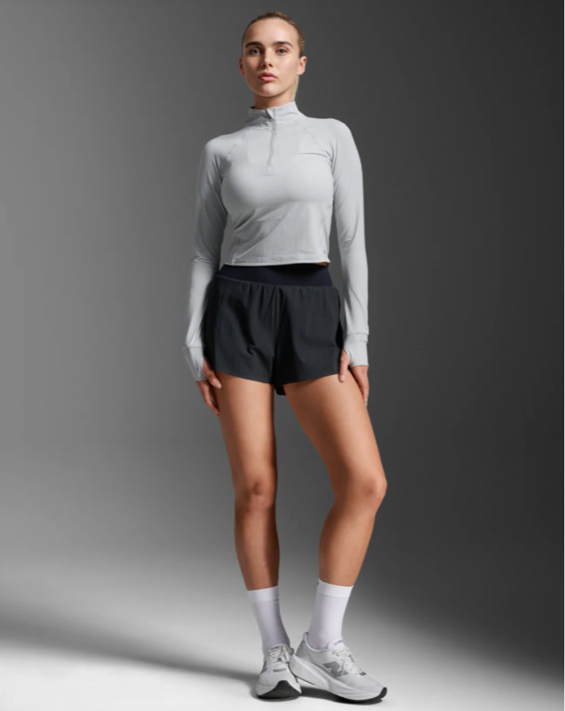2XU Aero Waffle 1/2 Zip Women's Running Top - Grey-3
