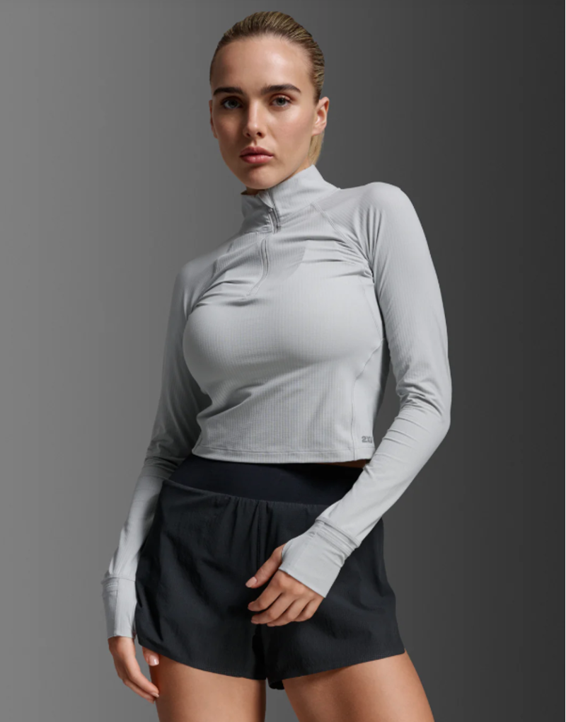 2XU Aero Waffle 1/2 Zip Women's Running Top - Grey-5
