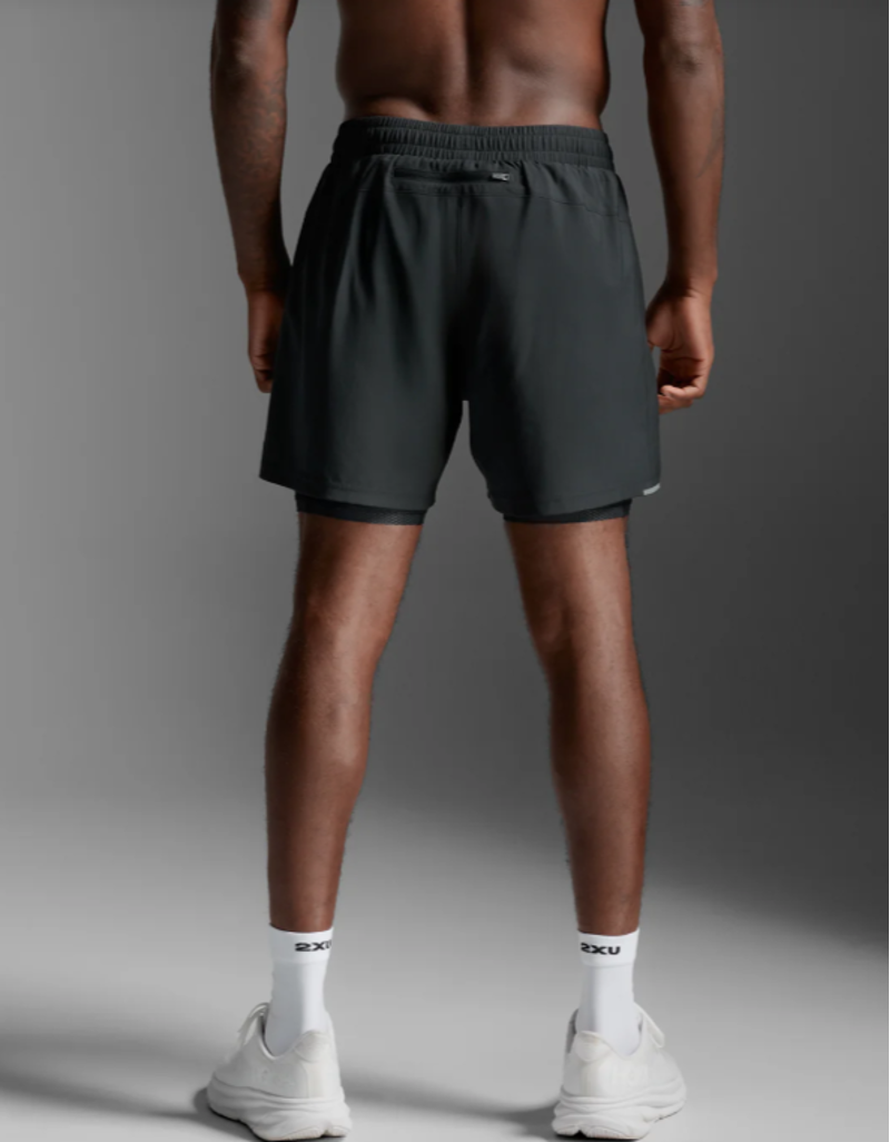 2XU Aero Mesh 2-in-1 5 Inch Men's Running Shorts - Black Silver Reflective-1