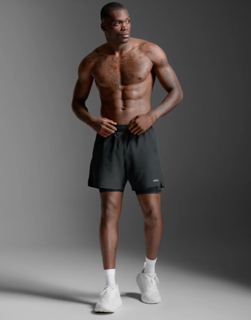 2XU Aero Mesh 2-in-1 5 Inch Men's Running Shorts - Black Silver Reflective-2