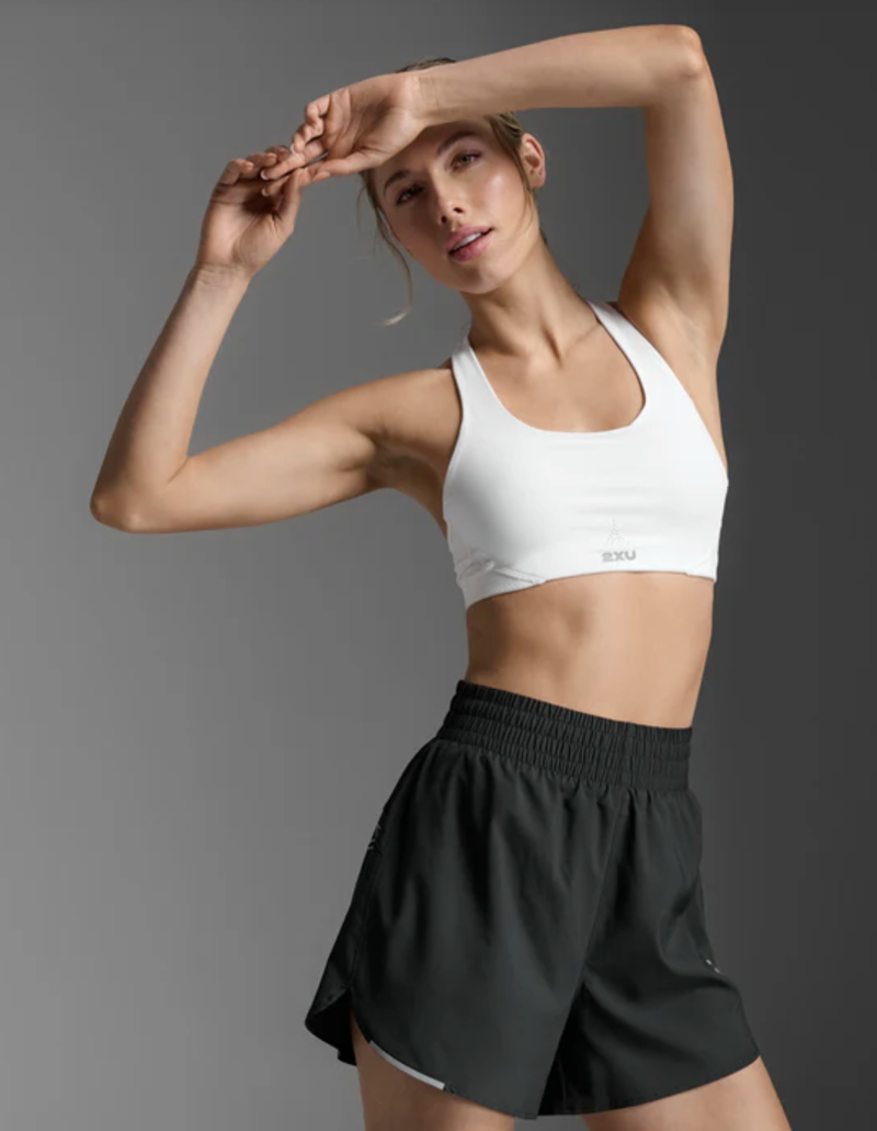 2XU Aero Mesh Medium Impact Women's Sports Bra - White Silver Reflective