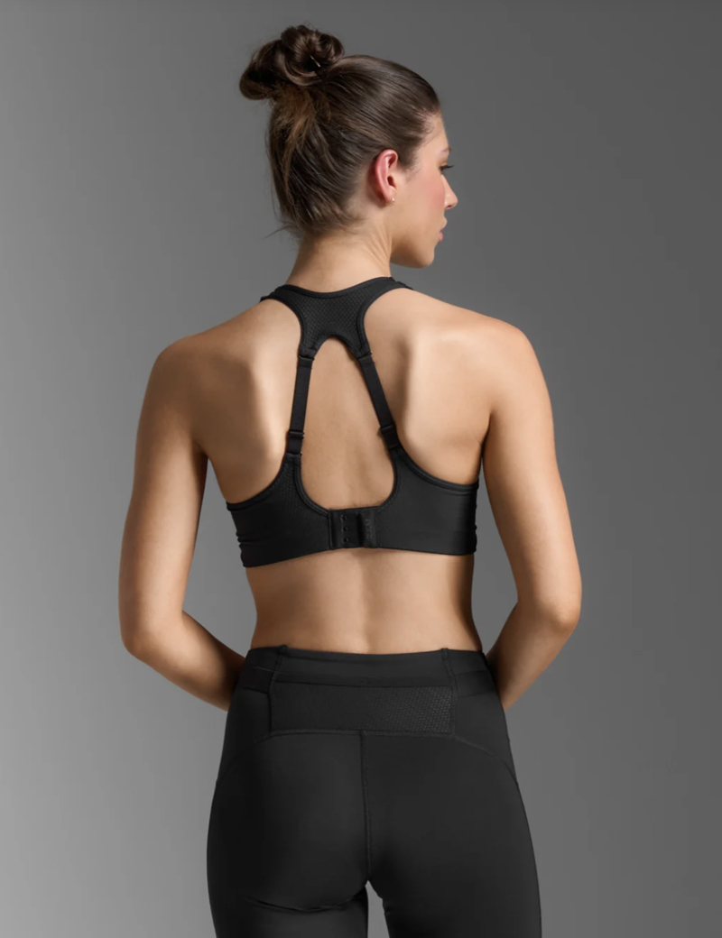 2XU Aero Mesh Medium Impact Women's Sports Bra - Black Silver Reflective-1