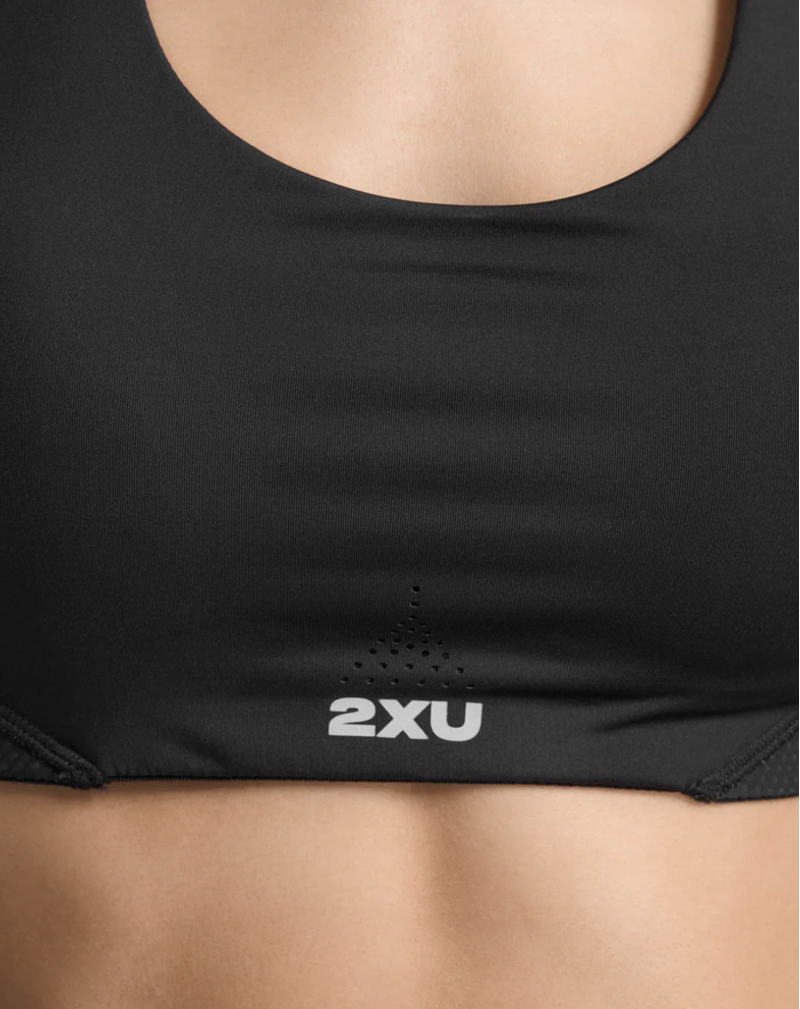 2XU Aero Mesh Medium Impact Women's Sports Bra - Black Silver Reflective-3