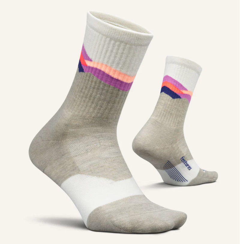 Feetures Trail Max Cushion Quarter Running Socks - Mountain High Cream-1