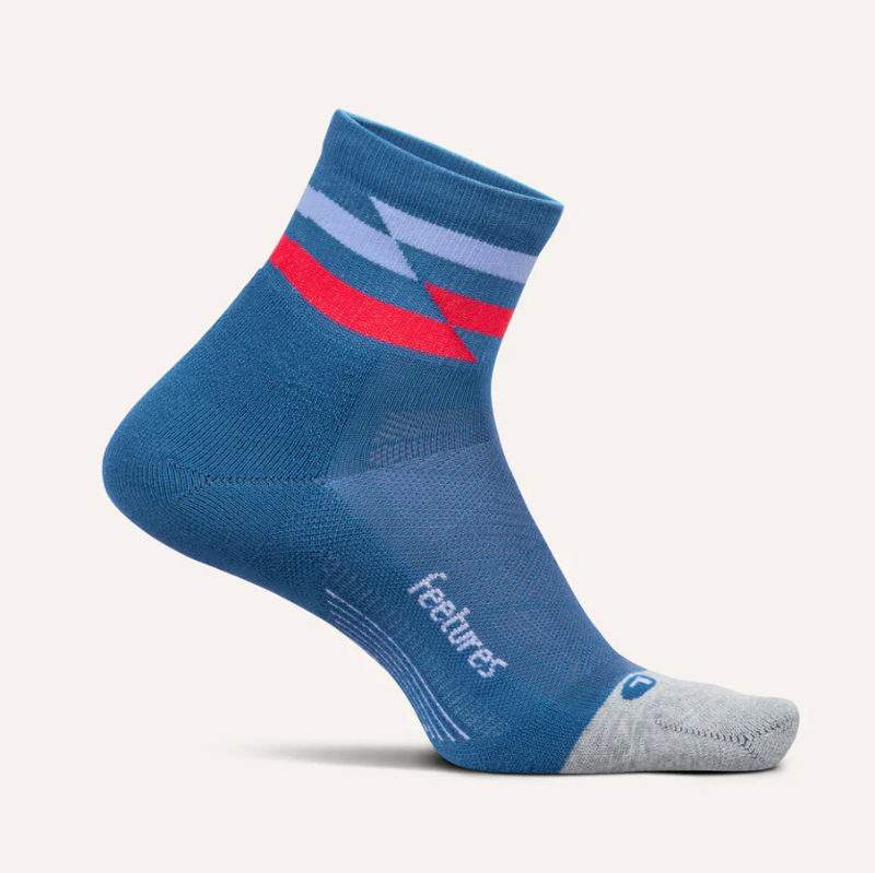 Feetures Elite Light Cushion Quarter Running Socks - Blue Track