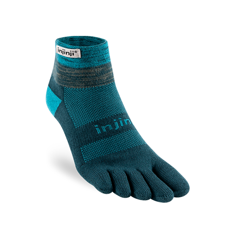 Injinji Trail Midweight Mini Crew Running Socks - Midnight