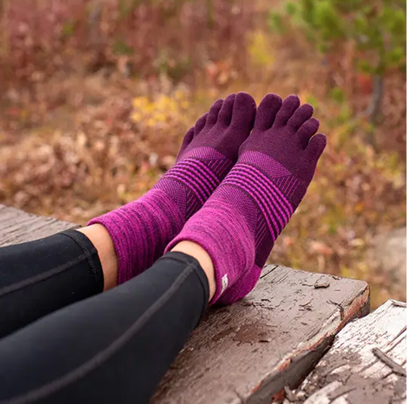 Injinji Trail Midweight Mini Crew Women's Running Socks - Violet-2