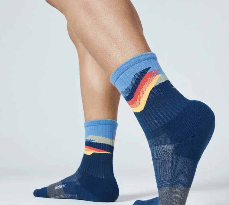 Feetures Trail Max Cushion Mini Crew Unisex Socks - Tectonic Navy-1