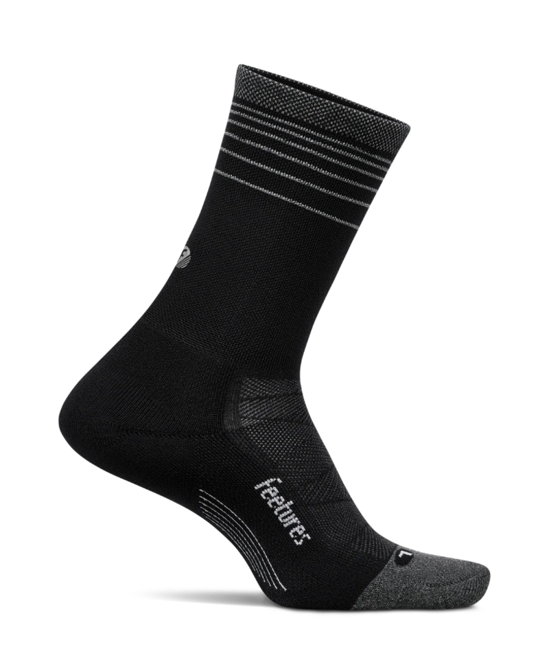 Feetures Elite Light Cushion Mini Crew Unisex Running Socks - Black Flash-1