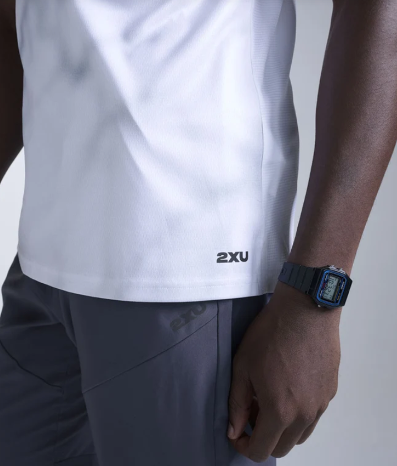 2XU Aero Tank Men's Running Top - Smoke Blue Marble Black Reflect-3