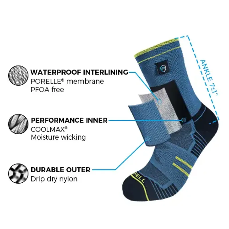 DexShell Running Lite 2.0 Waterproof Crew Socks Turbulence Grey-1