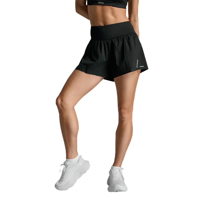 2XU Aero Hi-Rise 2-in-1 3 Inch Women's Running Shorts - Black Silver Reflective