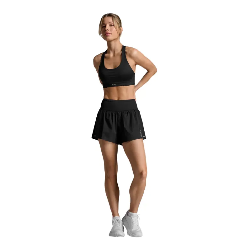 2XU Aero Hi-Rise 2-in-1 3 Inch Women's Running Shorts - Black Silver Reflective-2