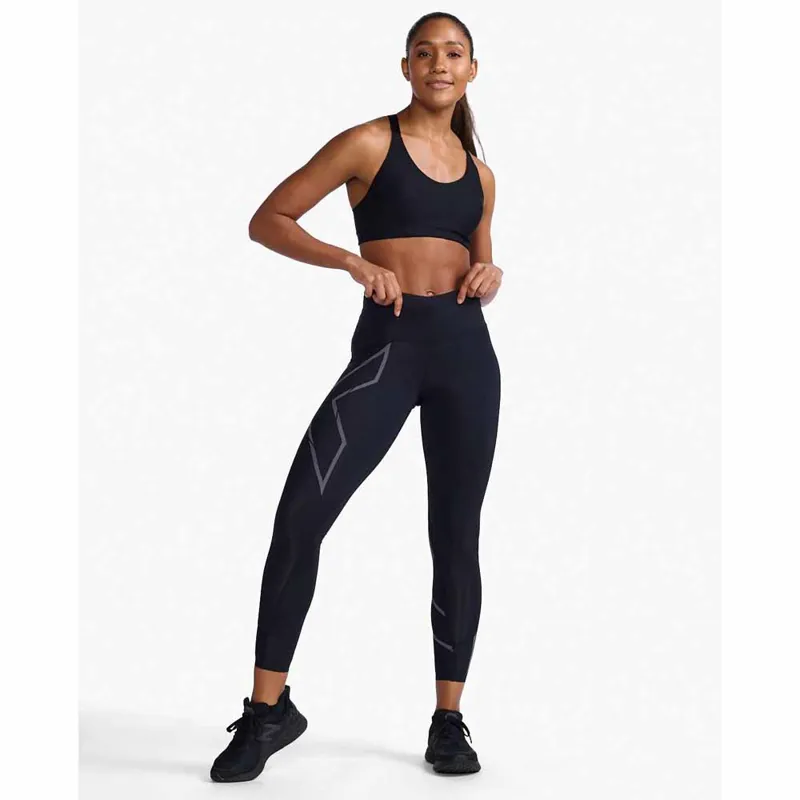 2XU Women's Light Speed Mid-Rise Compression Tight Black Reflective-5