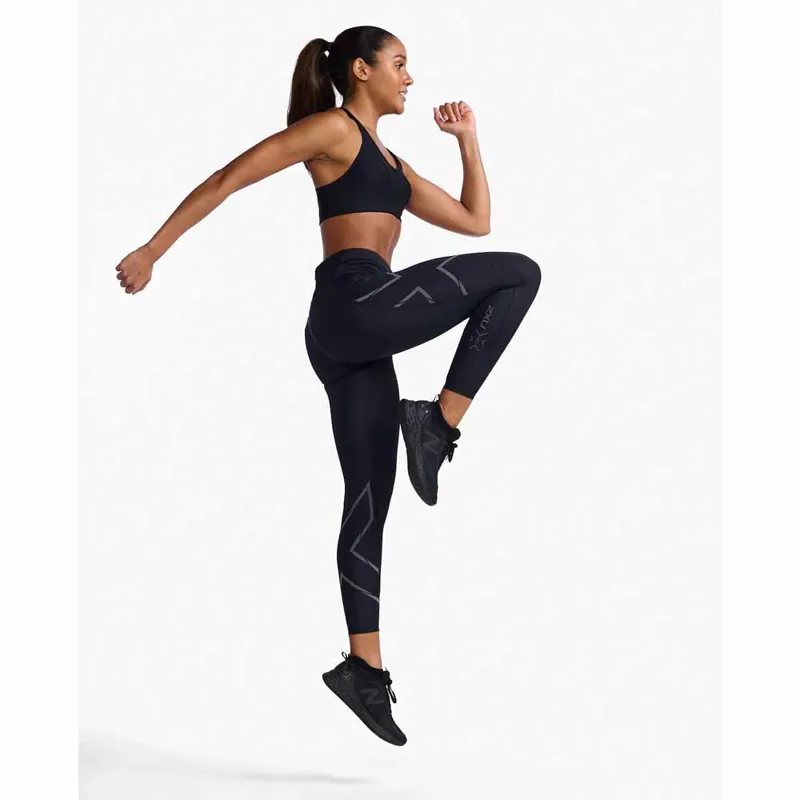 2XU Women's Light Speed Mid-Rise Compression Tight Black Reflective-7