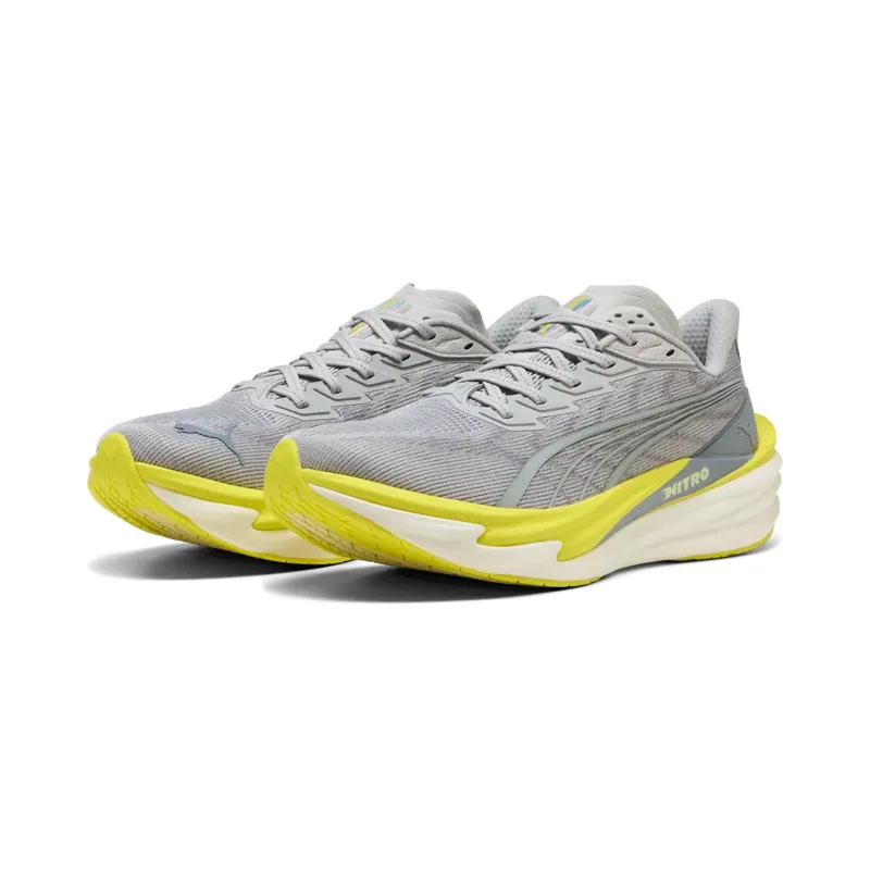 Puma Deviate NITRO 4 Men's Running Shoes - Vibrant Silver-Lux Lime-1