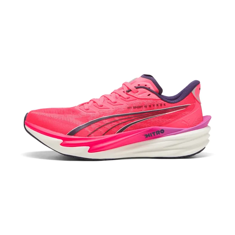 Puma Deviate NITRO 4 X HYROX Men's Running Shoes - White-Electric Orchid-Pure Pink-3