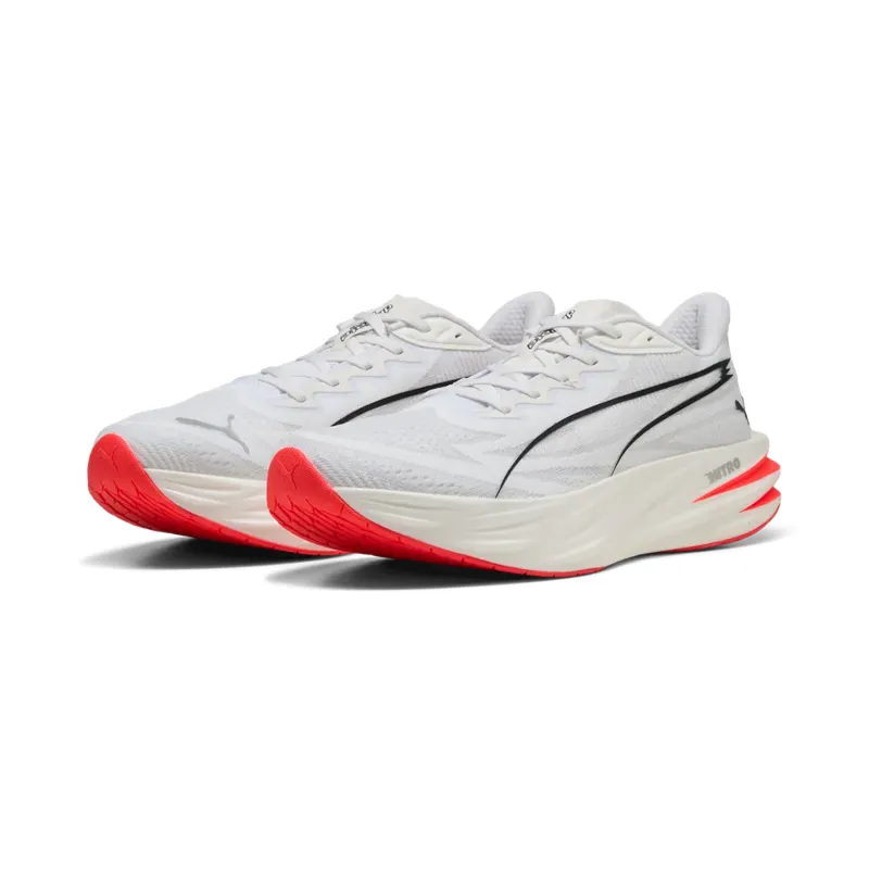 Puma Deviate Pure Nitro Men's Running Shoes - Puma White Ultra Red-2