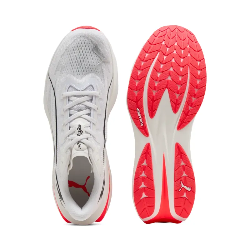 Puma Deviate Pure Nitro Men's Running Shoes - Puma White Ultra Red-5